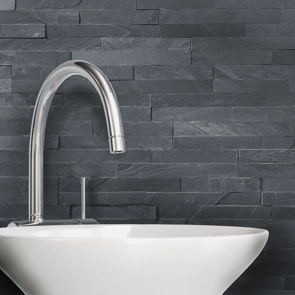 Naturstein, Quarzit, Innen- & Außenbereich, Schwarz, Black