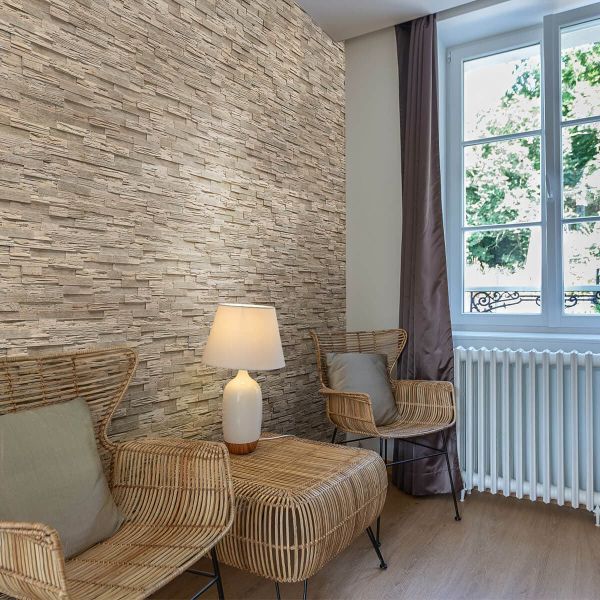 Steinverblender in Holzoptik, Innen- & Außenbereich, Beige, Woodyteck