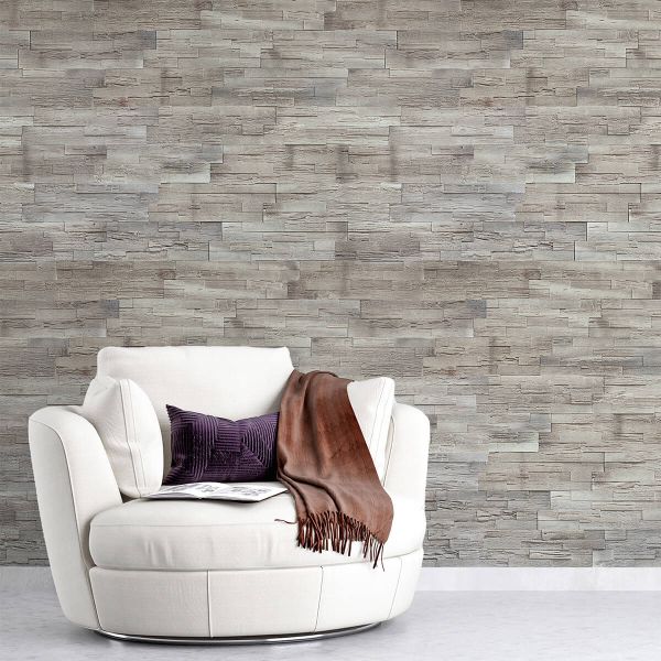 Steinverblender in Holzoptik, Innen- & Außenbereich, Beige, Woodyteck Dried Oak