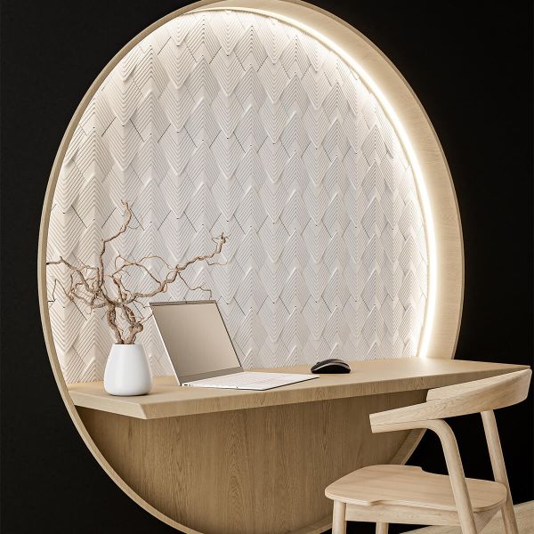 3D-Wandpaneel, Innenbereich, Weiß, Navaro