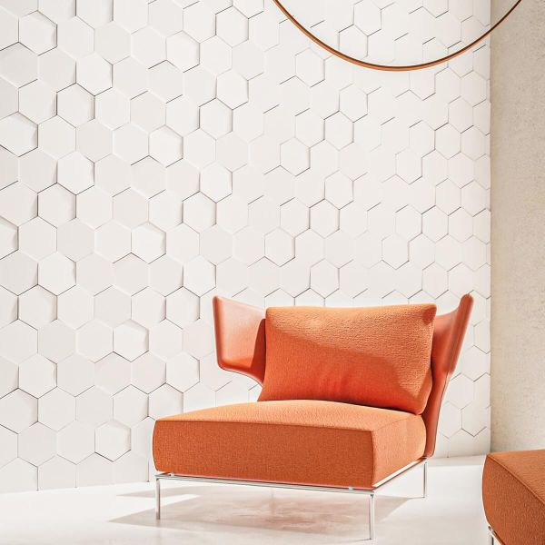 3D-Wandpaneel, Innenbereich, Weiß, Sesto